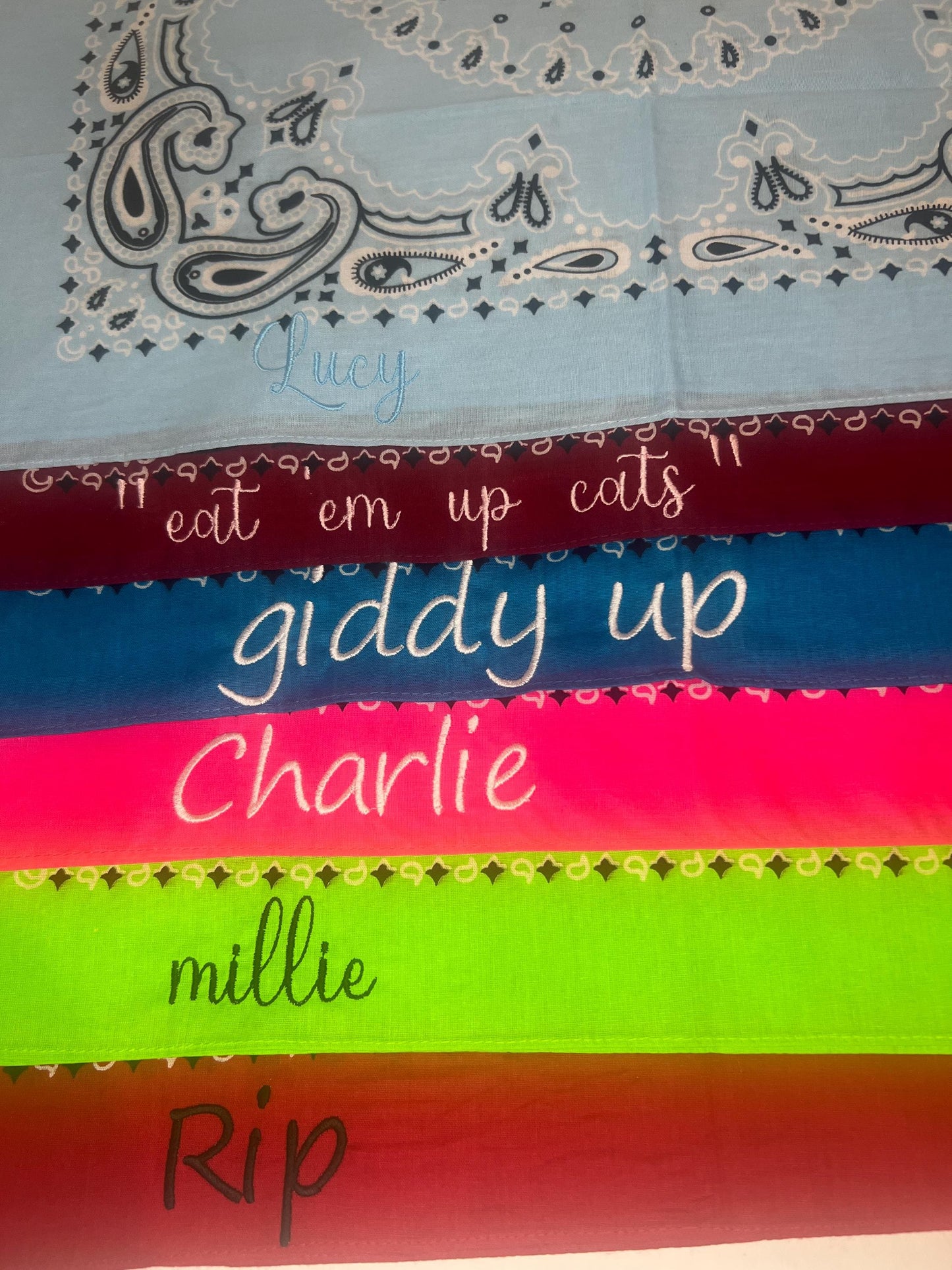PERSONALIZED Embroidered Western Bandana, custom handkerchief, bridal party, western wear, rodeo, cowgirl, monogram, wedding, Bachelorette