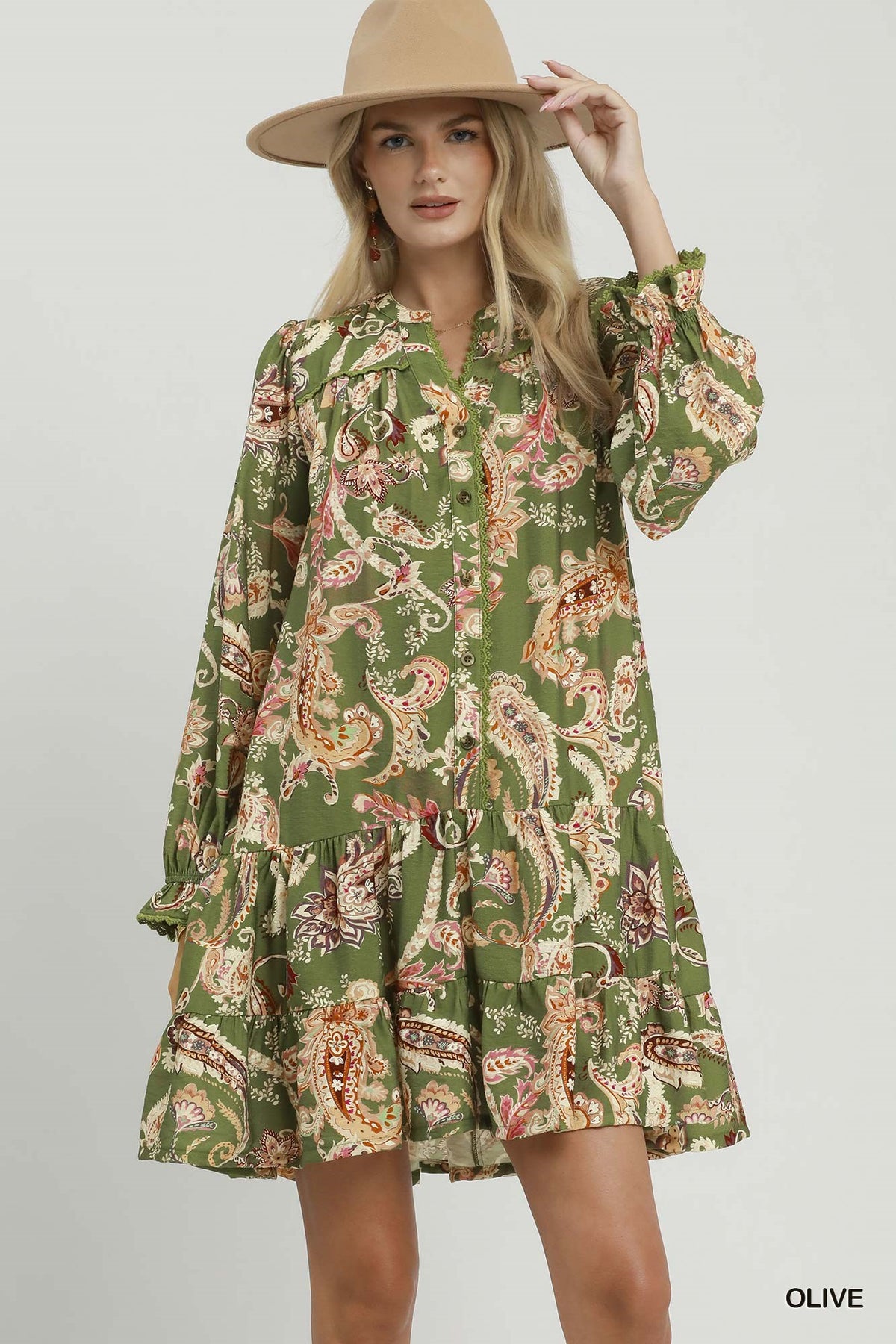 Paisley Print Tiered Dress