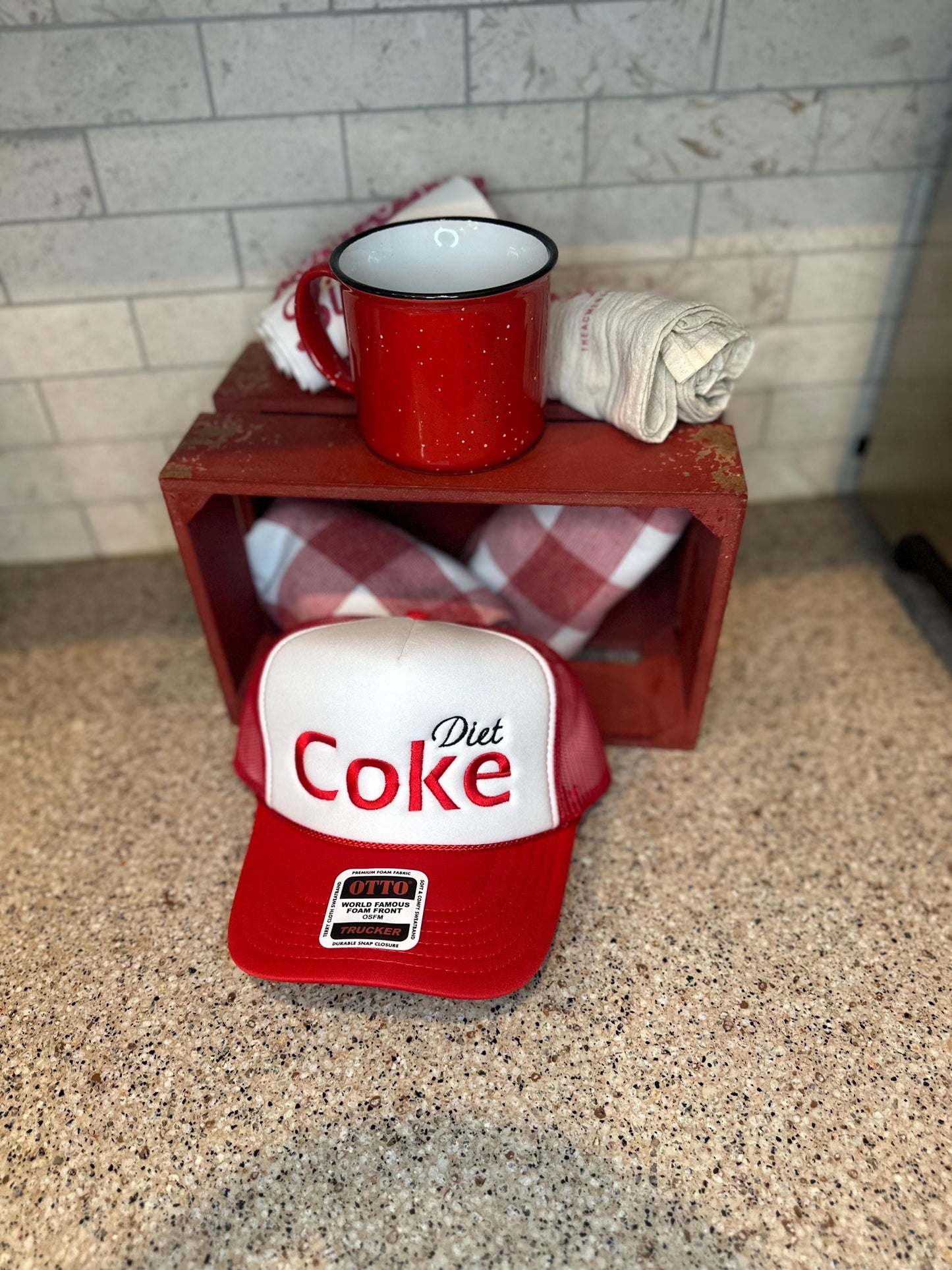 Diet coke trucker hat “Ice. Straw. Can. Repeat