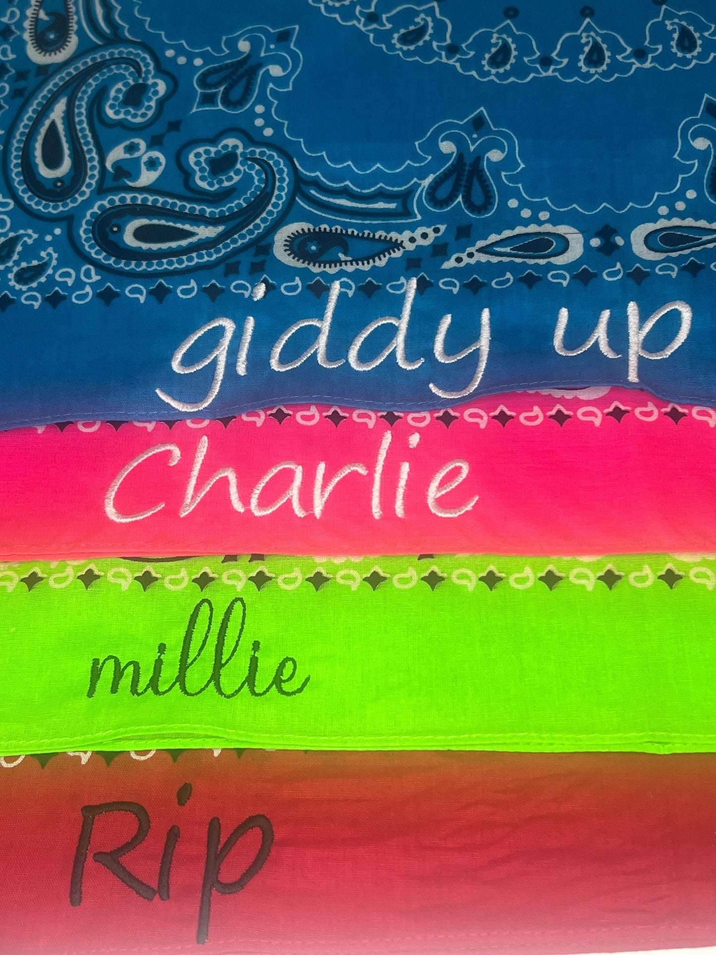 PERSONALIZED Embroidered Western Bandana, custom handkerchief, bridal party, western wear, rodeo, cowgirl, monogram, wedding, Bachelorette