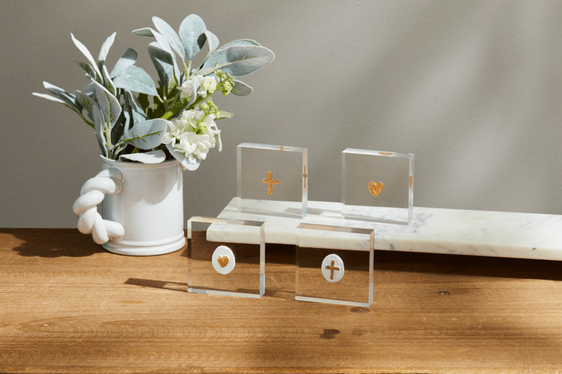 Gold Cross Mini Acrylic Sitter