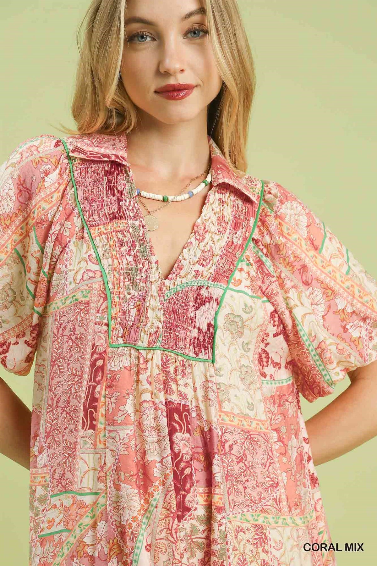 Boho Patchwork Ruffle Mini Dress