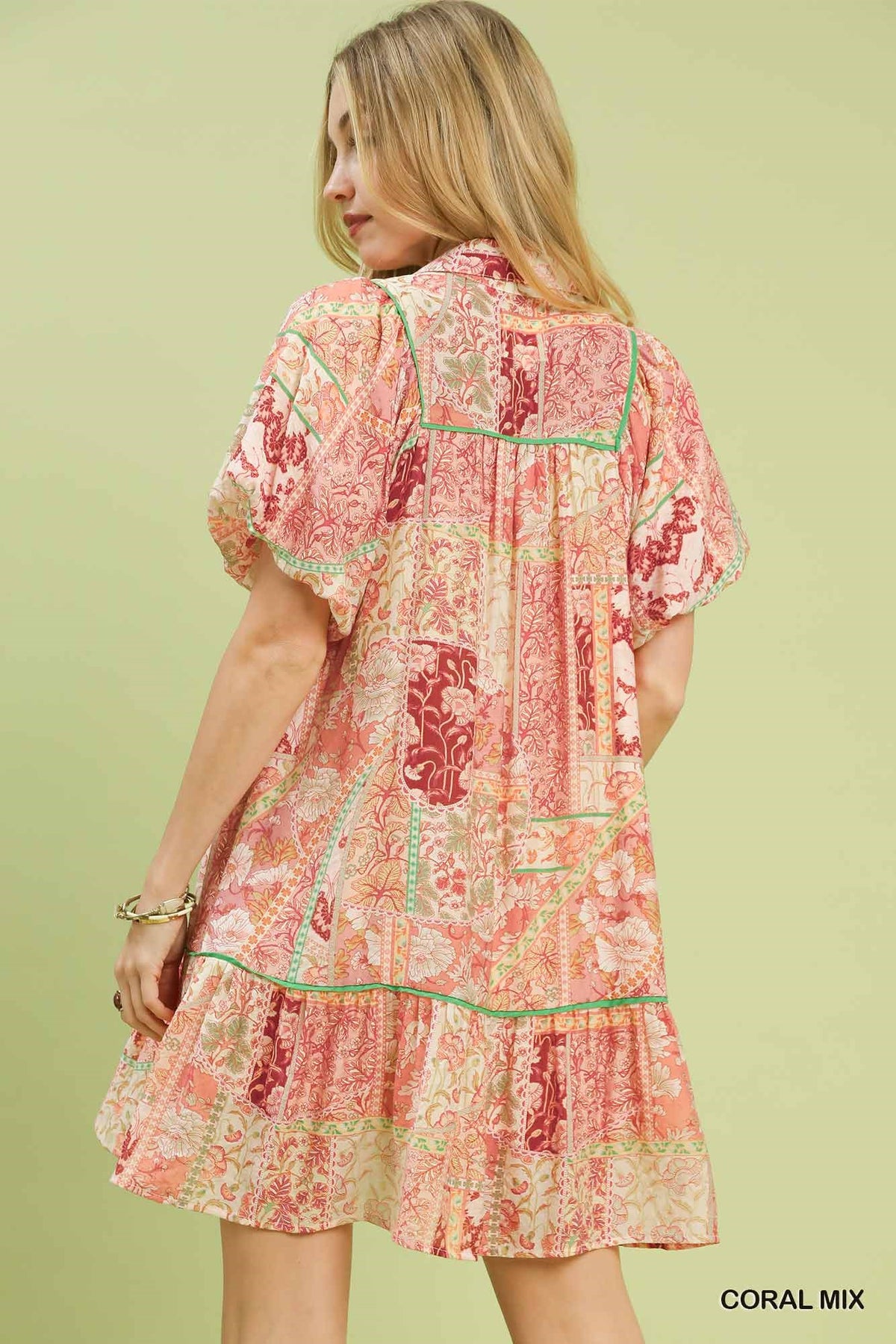 Boho Patchwork Ruffle Mini Dress