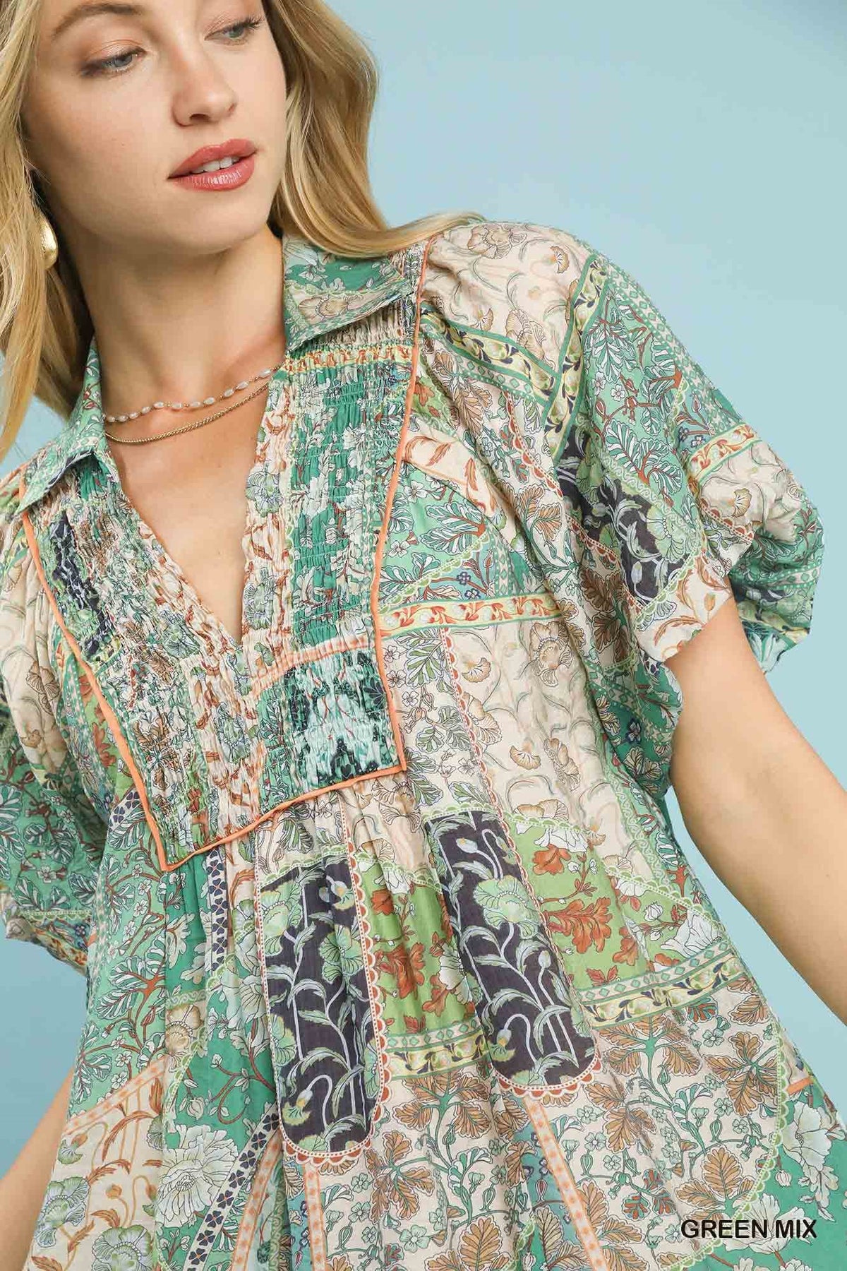Boho Patchwork Ruffle Mini Dress