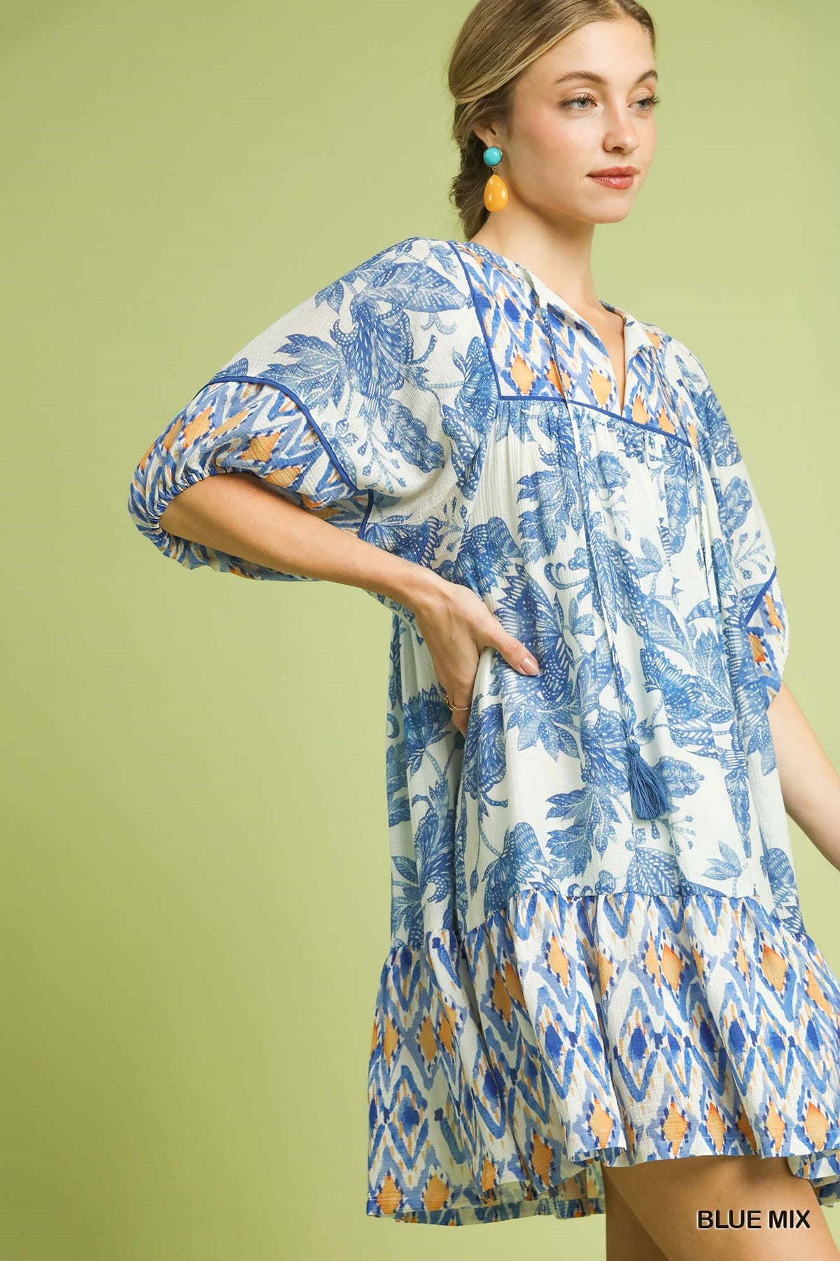Abstract Mixed Tiered Babydoll Dress