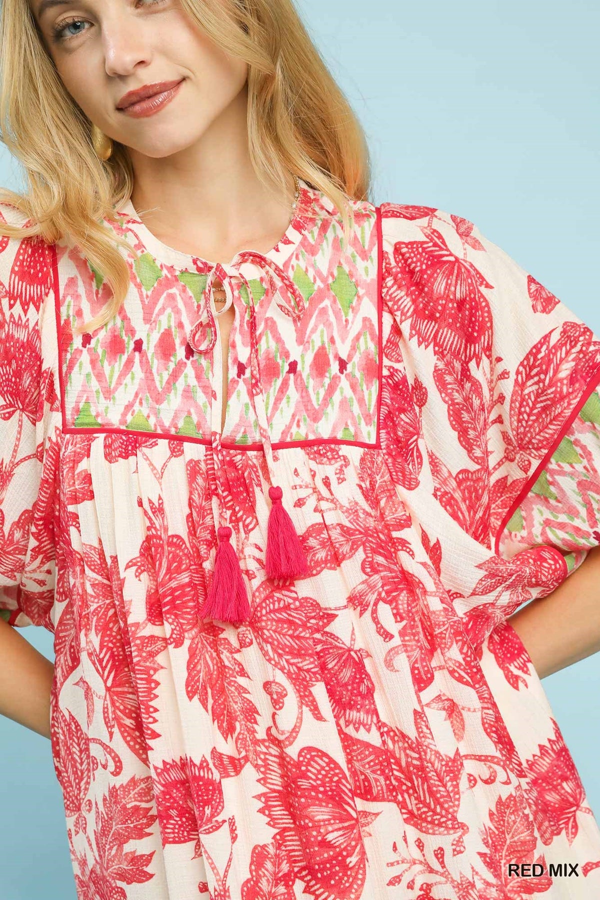 Abstract Mixed Tiered Babydoll Dress