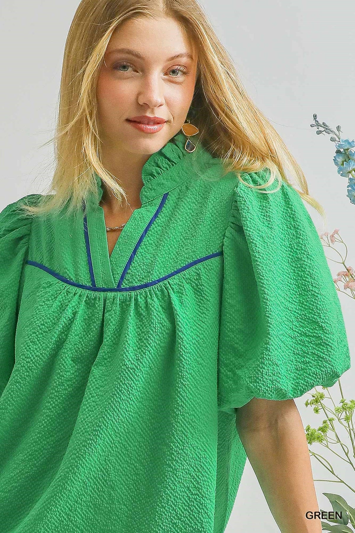 Seersucker Puff Sleeve Dress