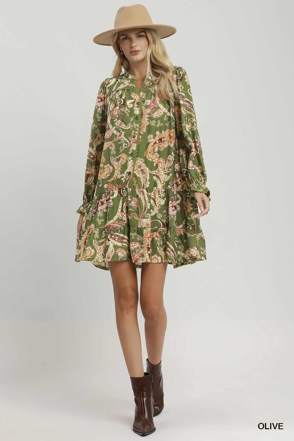Paisley Print Tiered Dress
