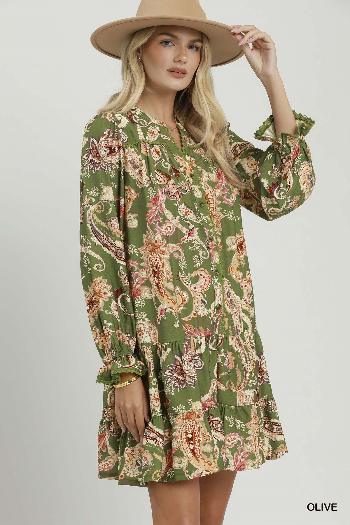 Paisley Print Tiered Dress