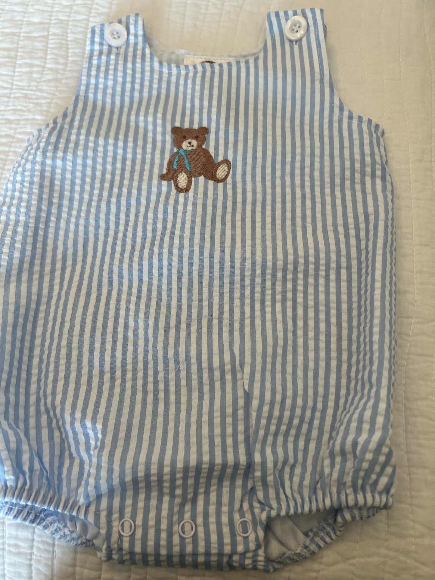 Baby Blue Bear Seersucker
