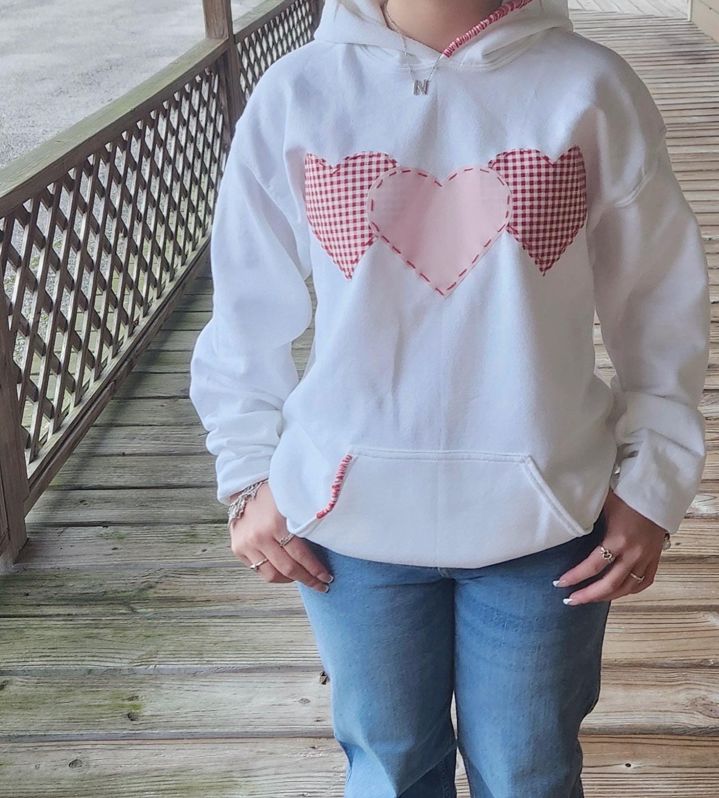Heart Patchwork Hoodie Handmade with Love