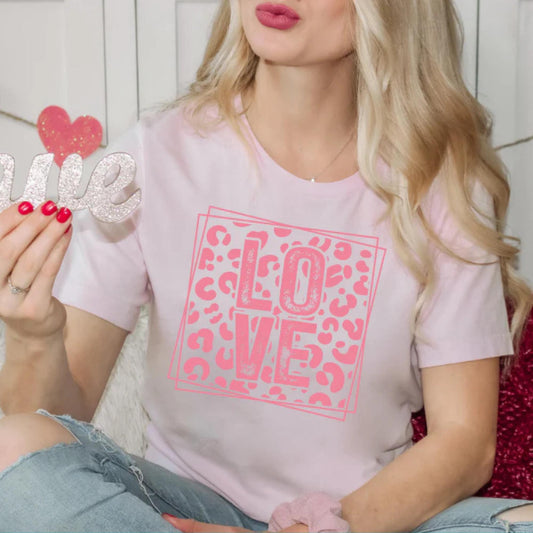 Love Cheetah Print Valentines Day Shirt or Sweatshirt