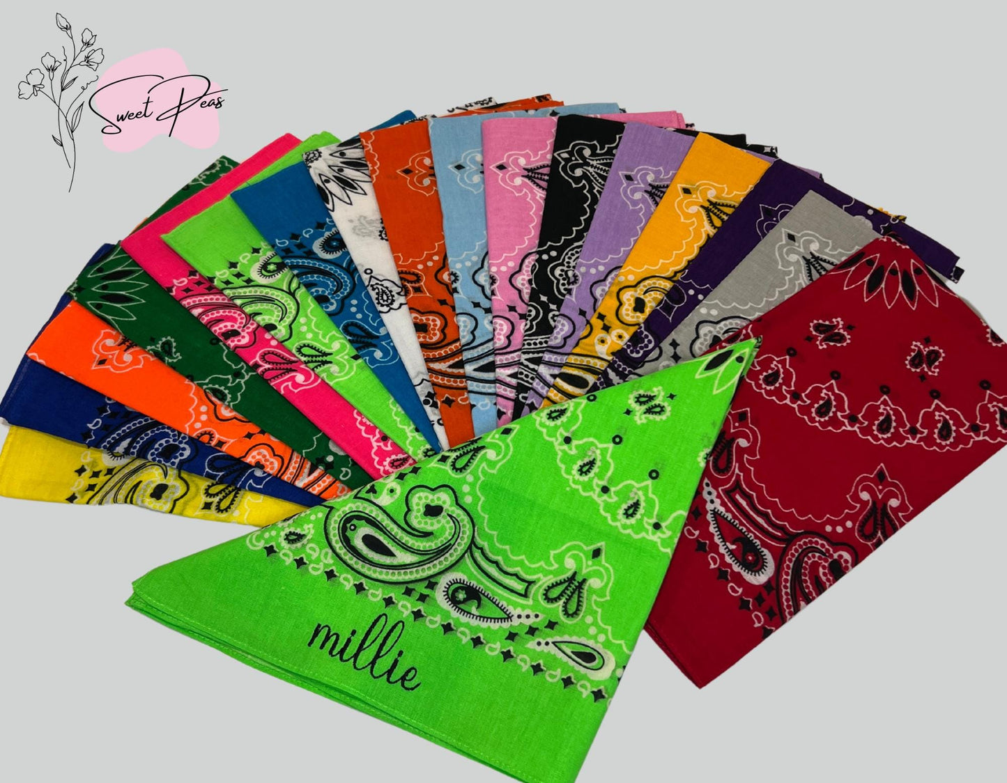 PERSONALIZED Embroidered Western Bandana, custom handkerchief, bridal party, western wear, rodeo, cowgirl, monogram, wedding, Bachelorette
